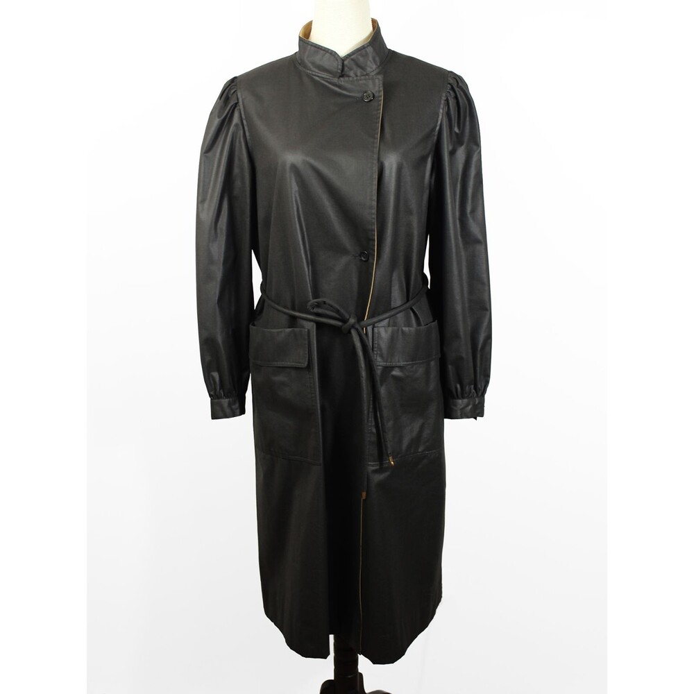 Bonnie Cashin Size 12 Black Tan Canvas Weatherwear for Russ Taylor Trench Coat